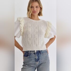 Entro Cream Cable Knit Sweater